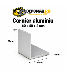 Cornier aluminiu 80 x 80 x 4 mm, 6 metri (EN AW-6060)